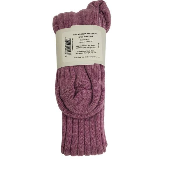 NEW Garnet Hill Socks Knee High 9-11 Berry 82% Cashmere Warm Cozy Holiday Gift - Picture 5 of 7